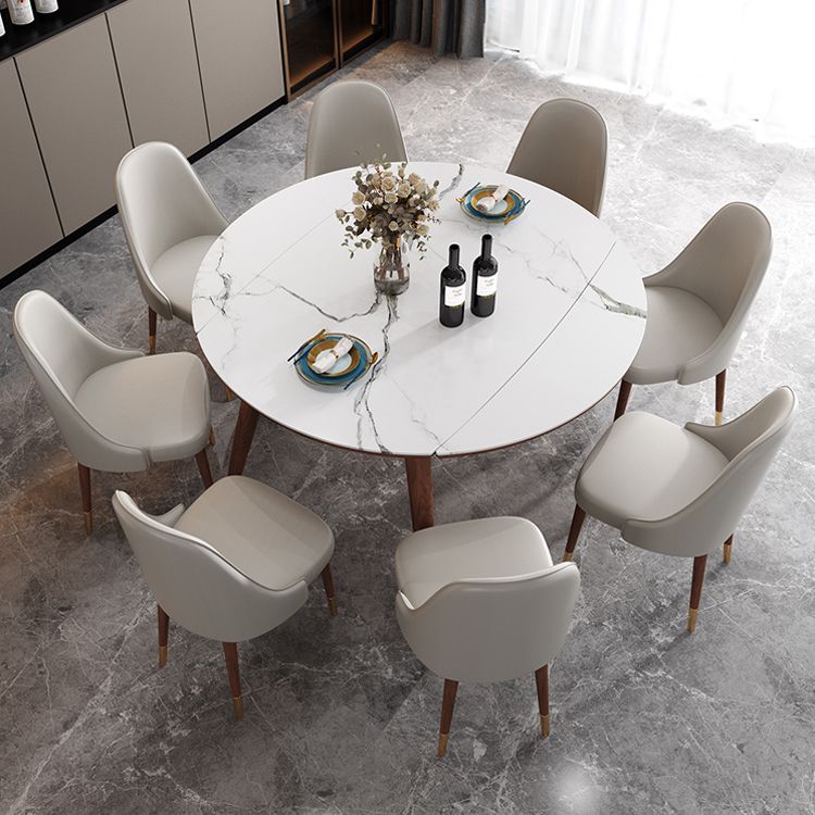 Modern Style Round Dining Table White Sintered Stone Drop-Leaf Dining Table for Home Use Clearhalo ' dining_table' 'Dining Tables & Seating' 'Dining Tables' 'furn' 'furn_dining_table' 'Furniture' 'furniture_dining_table' 'Kitchen & Dining Furniture' 'kitchen&dining_furn' 'kitchen' 'kitchen_dining_table' 1200x1200_bc7fc635-bcb3-4aac-b017-0a7bcb74ae73
