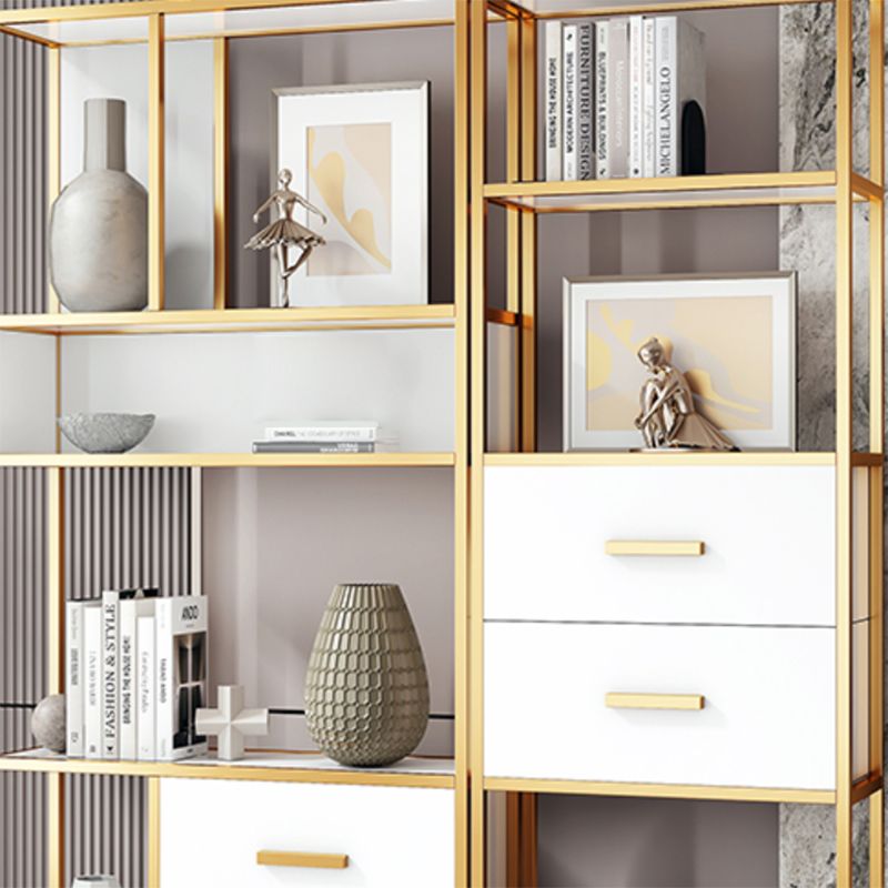 Glam Shelf Bookcase Metal Open Back Bookshelf for Study Room Clearhalo 'Bookcases' 'furn' 'furn_bookcases' 'Furniture' 'Office Furniture' 1200x1200_bc7ff7e6-ac64-41b8-b778-b8524af01cb5