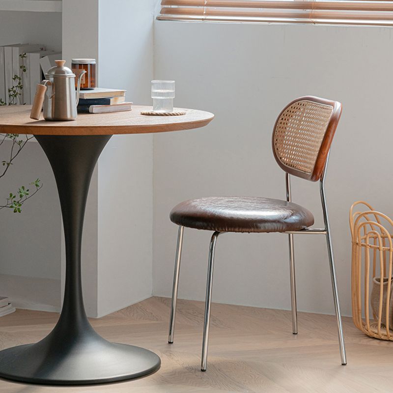 Modern Style PU Leather Chair Cane Back Armless Dining Chair Clearhalo 'Dining Chairs' 'Dining Tables & Seating' 'dining_chair' 'furn' 'furn_dining_chair' 'Furniture' 'furniture_dining_chair' 'Kitchen & Dining Furniture' 1200x1200_bc8013f5-9d09-45c2-b30a-076be62263fa