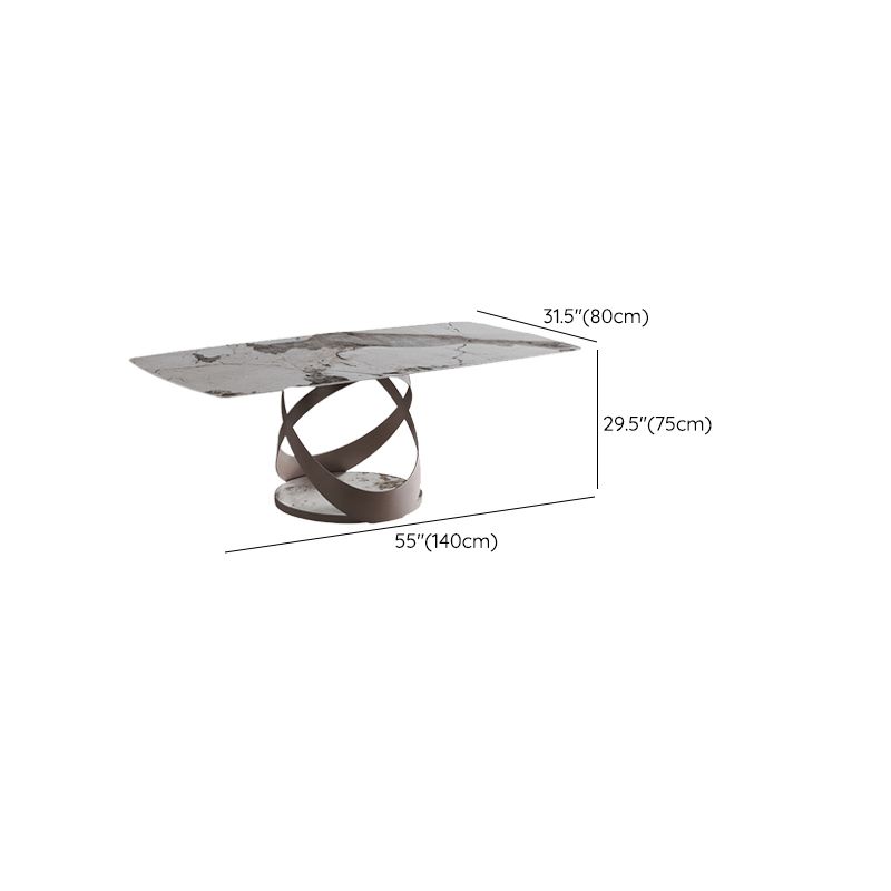 Glam Sintered Stone Dining Table Dining Rectangle Table with Metal Leg Clearhalo 'Dining Tables & Seating' 'Dining Tables' 'dining_table' 'furn' 'furn_dining_table' 'Furniture' 'Kitchen & Dining Furniture' 1200x1200_bc8057ed-57f9-49f2-bbf2-4ec6bf462abb