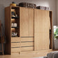 Natürliche Finish -Garderobe Armoire Schiebedarderobe Kabinett mit Schublade