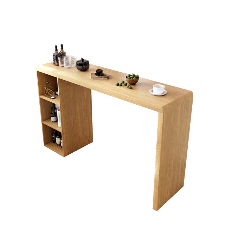 Mesa de comedor contemporánea de madera maciza, mesa de bar rectangular con base de almacenamiento