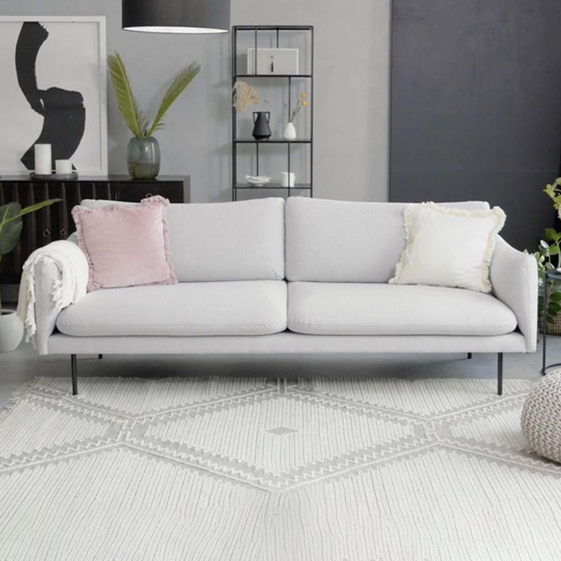 Divano con 2 cuscini a braccio quadrato divano contemporaneo con piedi in metallo nero