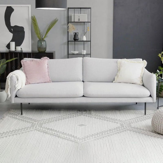 Sofa mit 2 Kissen Quadratarm zeitgenössischer Sofa mit schwarzen Metallfüßen