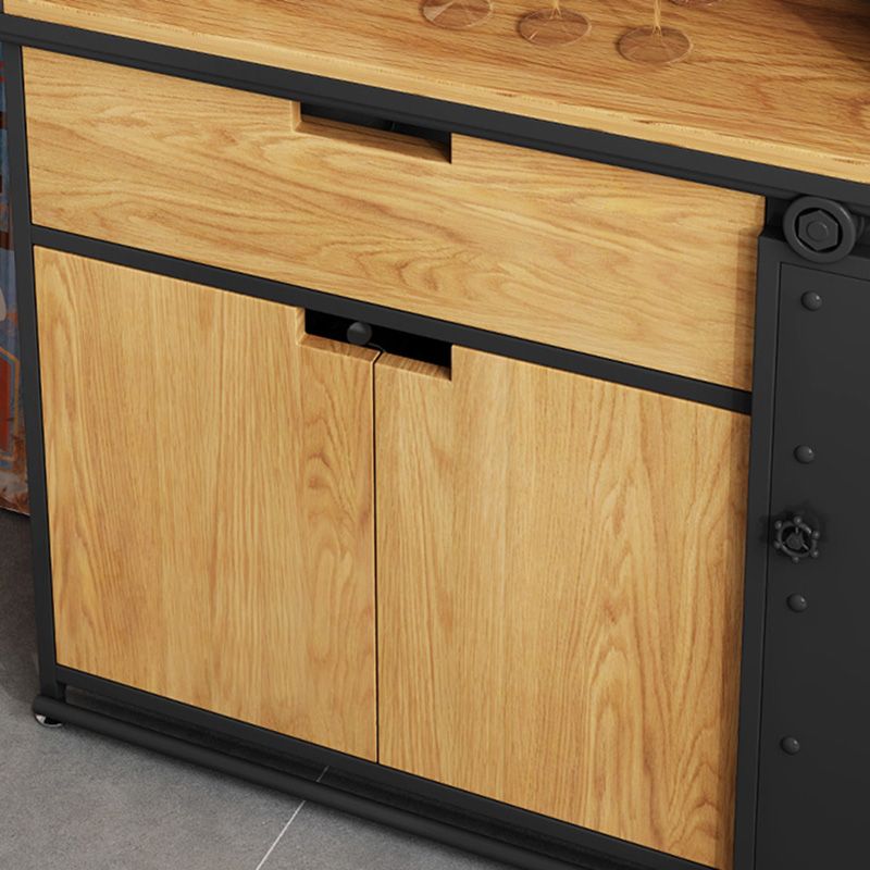 Modern Style Side Board Metal Sideboard with Sliding Door for Kitchen Clearhalo 'buffet_sideboard' 'Buffets & Sideboards' 'furn' 'furn_buffet_sideboard' 'Furniture' 'Kitchen & Dining Furniture' 1200x1200_bc84415f-f976-4ec4-a878-82f6d0b0033a