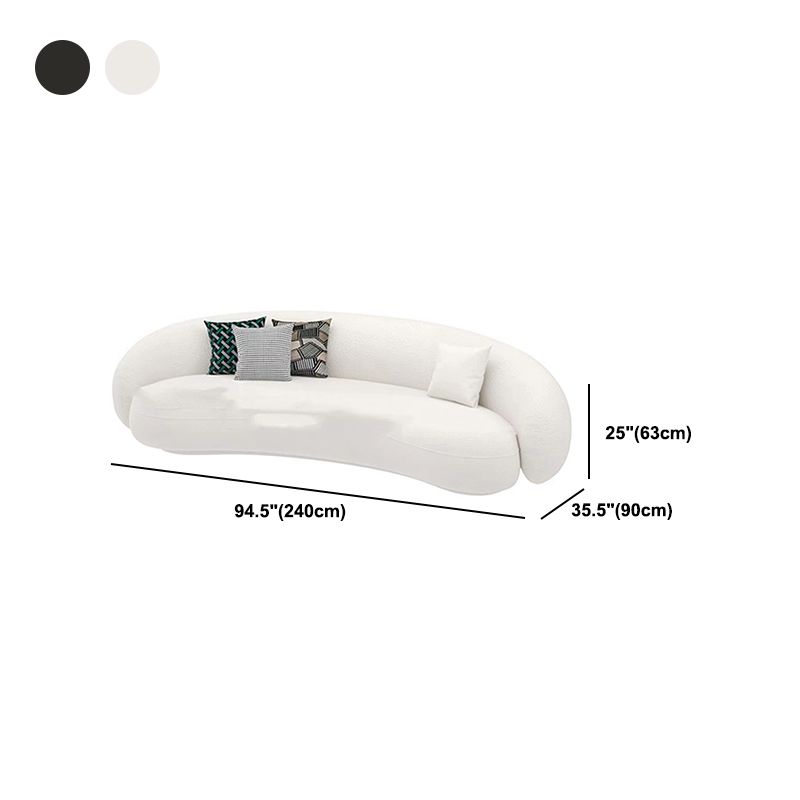 Moderne witte/grijze wol gebogen bank strakke achterkant -stationaire sectionele sectionele