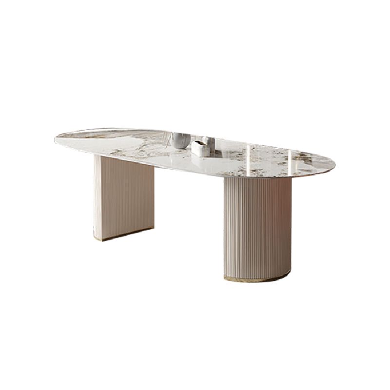 Glam Oval Dining Table Sintered Stone Table with Metal Legs for Home Clearhalo 'Dining Tables & Seating' 'Dining Tables' 'dining_table' 'furn' 'furn_dining_table' 'Furniture' 'Kitchen & Dining Furniture' 1200x1200_bc87ca7d-20df-4f14-96ea-1c2bbd72ebac