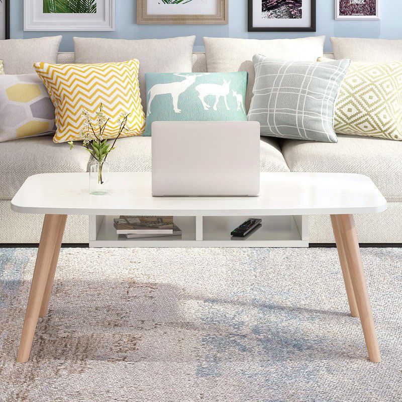 Tavolino rettangolare con legno artificiale/top nero/nero su 4 gambe tavolino