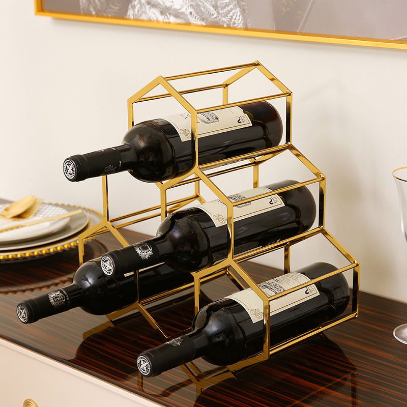 Metal Countertop Wine Glass Rack Modern Stackable Wine Bottle Holder in Gold Clearhalo 'furn' 'furn_wine_racks' 'Furniture' 'Kitchen & Dining Furniture' 'Wine Racks' 'wine_racks' 1200x1200_bc8a9b4d-56e5-4730-ad23-2e78eeab63e9