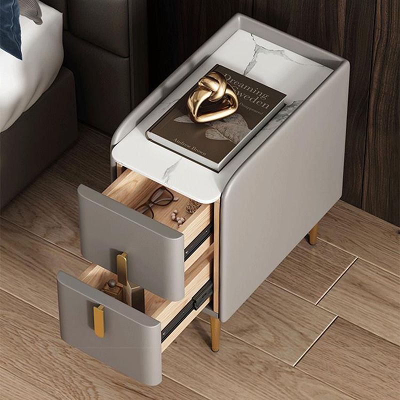 2 tiroirs en bois massif mères modernes des jambes comprenant une table de nuit, 19,7 "de haut