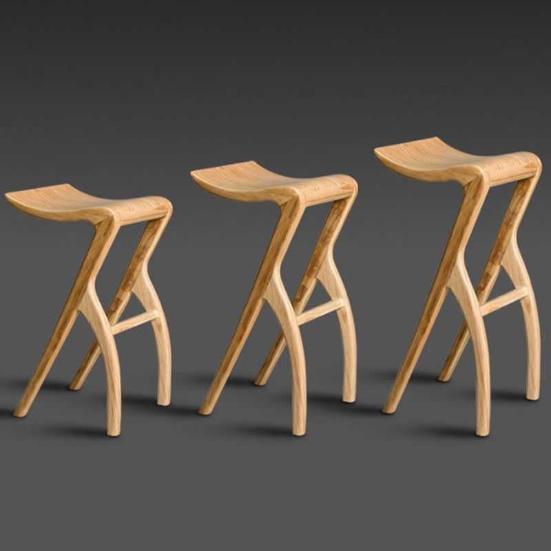 Taburete industrial sin brazo sin brazo Pino Pine Wood Bar con pedal para bar