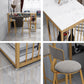 Glam 1/3 Pieces Bar Table Set Rectangle Stone Counter Table with Stools for Balcony