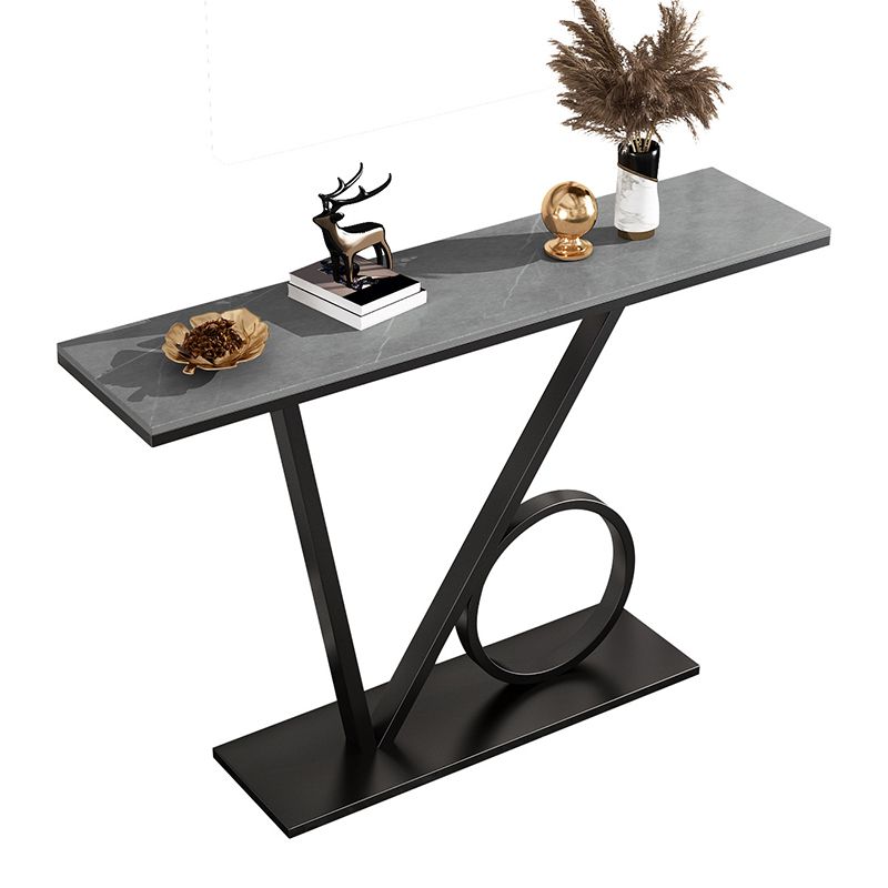 Modern 31.5" Tall Console Table Stone Abstract Base End Table for Hall