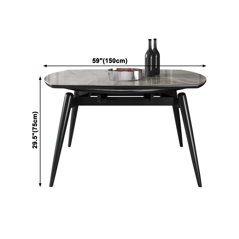 Sintered Stone Top Extendable Round Kitchen Table Modern Dining Table with 4 Legs Clearhalo ' dining_table' 'Dining Tables & Seating' 'Dining Tables' 'furn' 'furn_dining_table' 'Furniture' 'furniture_dining_table' 'Kitchen & Dining Furniture' 'kitchen&dining_furn' 'kitchen' 'kitchen_dining_table' 1200x1200_bc8f8ef0-53a3-4bcd-b159-1fe0c729e921