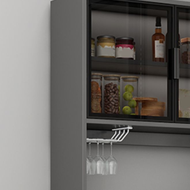 Contemporary Buffet Table Glass Doors Faux Wood Buffet Stand with Doors for Kitchen Clearhalo 'buffet_sideboard' 'Buffets & Sideboards' 'furn' 'furn_buffet_sideboard' 'Furniture' 'Kitchen & Dining Furniture' 1200x1200_bc8fe7f2-2131-47dd-8c53-72ec755ede23