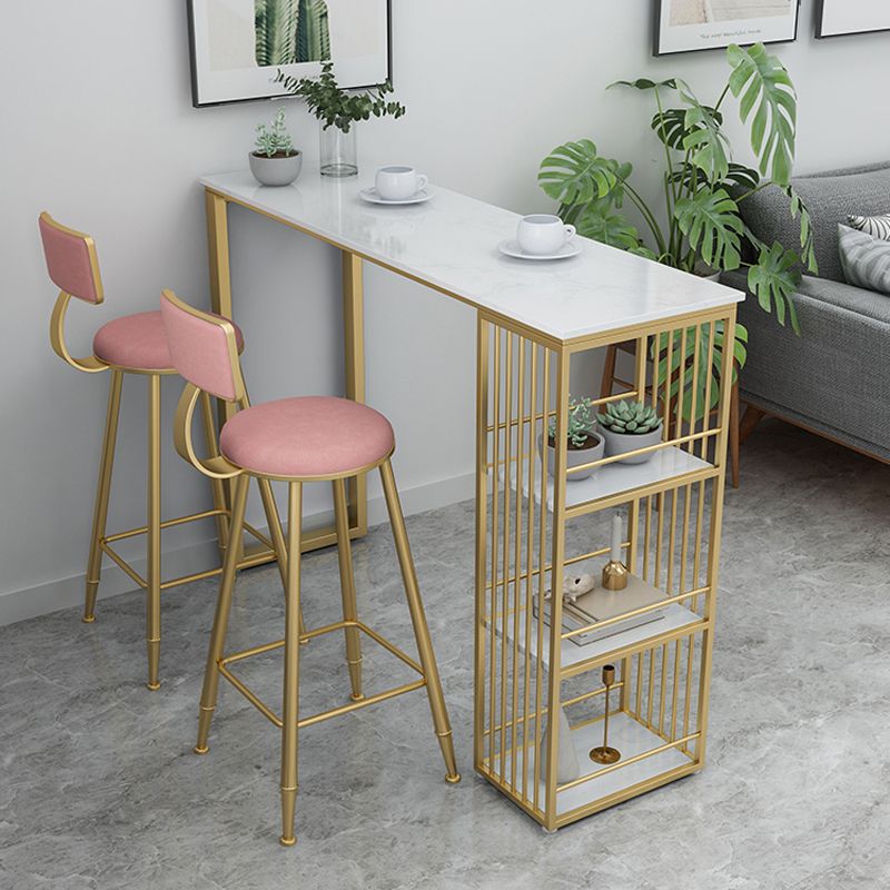 Glam 1/3/5 Pieces Bar Table Set Rectangle Stone Counter Table with Stools for Living Room Clearhalo 'Bar Furniture' 'furn' 'furn_home_bar_bar_sets' 'Furniture' 'Home Bars & Bar Sets' 'home_bar_bar_sets' 'Kitchen & Dining Furniture' 1200x1200_bc90cc0e-0c16-483e-8d0a-427638da565e