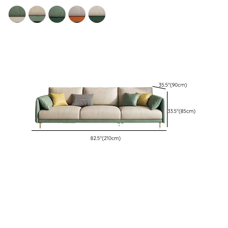 Contemporary 33.46" H Faux Leather Pillow Top Arm Sofa for Living Room