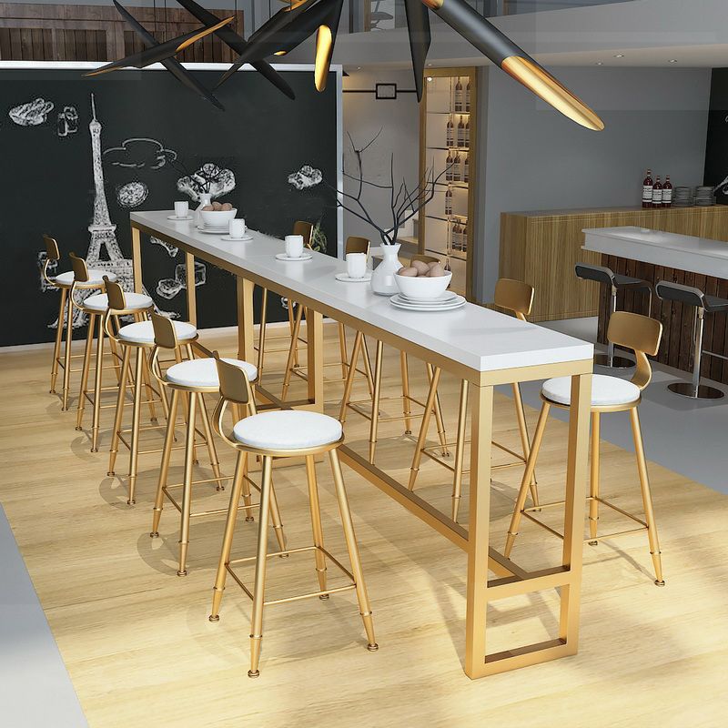 Glam Wood Counter Table with Rectangle Table Top Trestle Table - 41.3" H Clearhalo 'Bar Furniture' 'Bar Tables' 'bar_tables' 'furn' 'furn_bar_tables' 'Furniture' 'furniture_bar_tables' 'Kitchen & Dining Furniture' 1200x1200_bc92cfc7-f85a-4546-870c-d776a315cb4e
