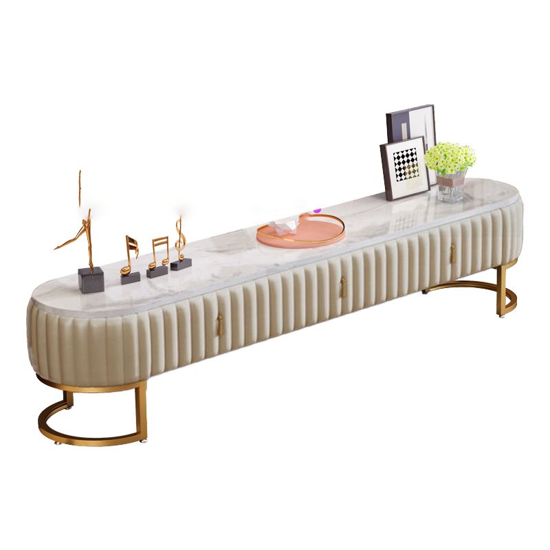 Meuble TV scandinave imitation marbre, console TV de rangement fermée avec tiroirs
