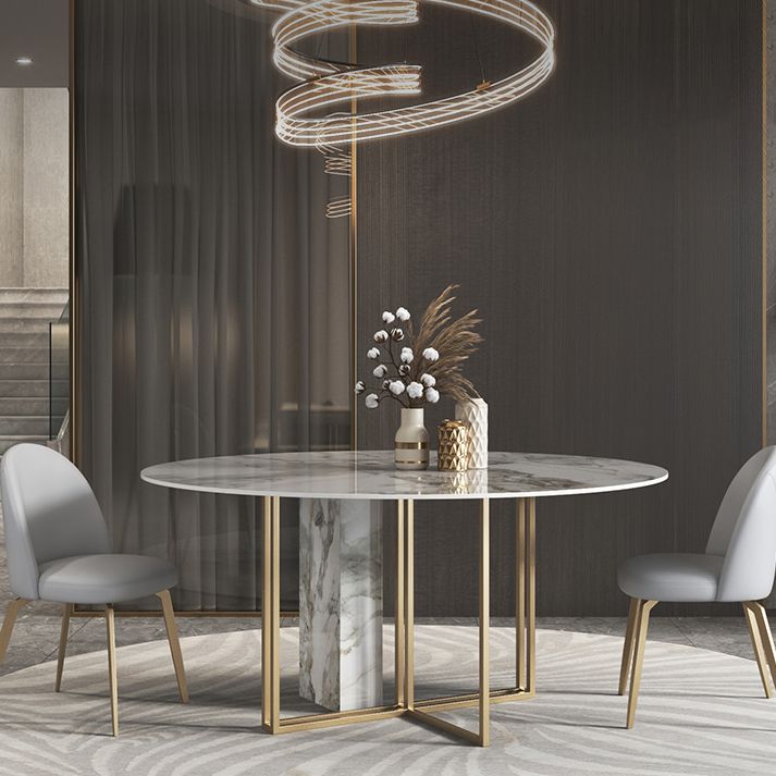 Glam 1/3/4/5/7 Pieces Dinette Set with Sintered Stone Top Round Dining Table Set Clearhalo 'Dining Room Sets' 'Dining Tables & Seating' 'dining_room_set' 'furn' 'furn_dining_room_set' 'Furniture' 'furniture_dining_room_set' 'Kitchen & Dining Furniture' 1200x1200_bc955556-f25f-457b-a9b6-5d7782842dc7