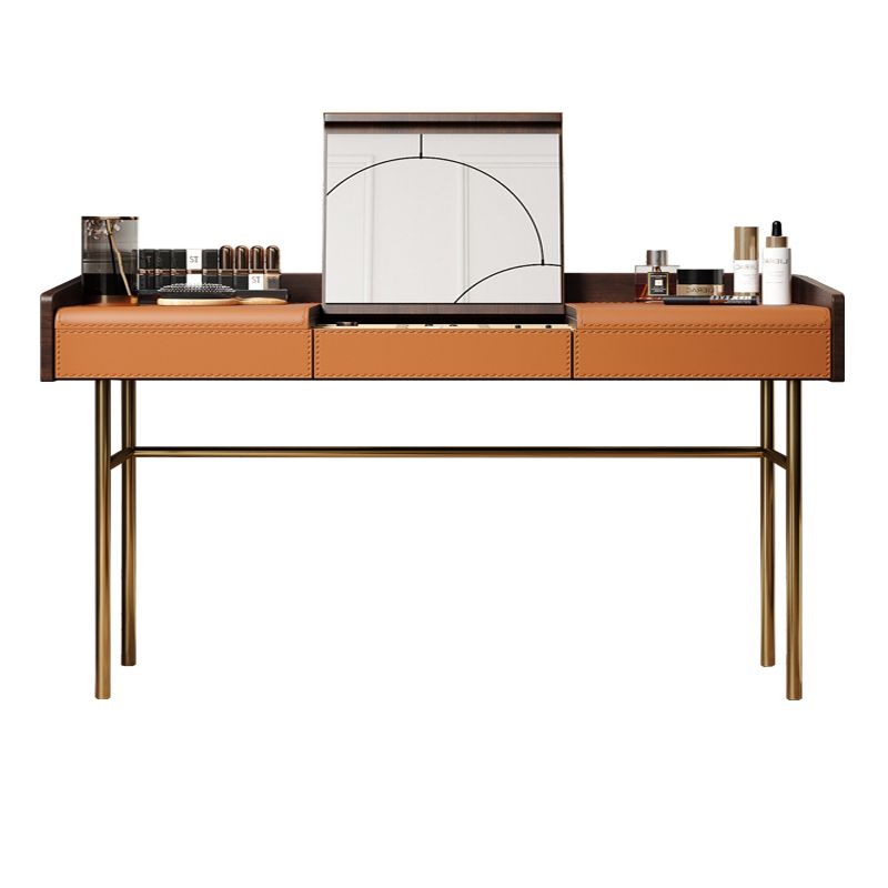 Glam vanità set in pelle top-top con vanità per trucco per camera da letto a specchio a specchio del cassetto