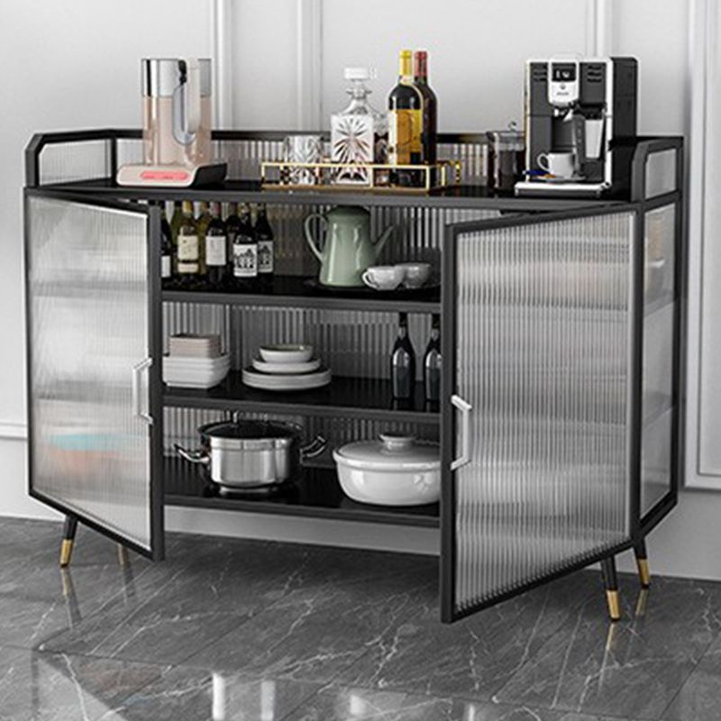 Glam Cabinets Sideboard Buffet Glass Doors Metal Buffet Sideboard Clearhalo 'buffet_sideboard' 'Buffets & Sideboards' 'furn' 'furn_buffet_sideboard' 'Furniture' 'Kitchen & Dining Furniture' 1200x1200_bc9b6a9e-5b5e-48f5-9be5-26eb8599dc37