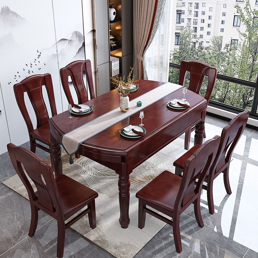 Traditional Oak Dining Table Extendable Dining Table for Kitchen Clearhalo 'Dining Tables & Seating' 'Dining Tables' 'dining_table' 'furn' 'furn_dining_table' 'Furniture' 'Kitchen & Dining Furniture' 1200x1200_bc9c7a14-e6a0-42d5-9078-e5811ac5cc84