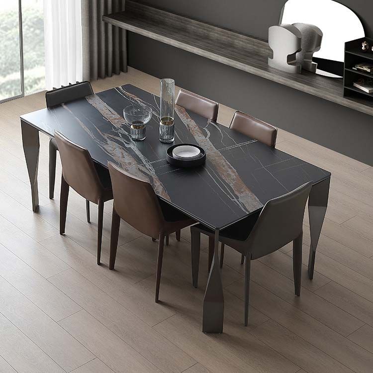 Industrial Dining Table Sintered Stone Rectangle Dining Table for Kitchen Clearhalo 'Dining Tables & Seating' 'Dining Tables' 'dining_table' 'furn' 'furn_dining_table' 'Furniture' 'Kitchen & Dining Furniture' 1200x1200_bc9faef9-69ce-41c5-bedb-8444f5393837