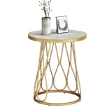 Frame Gold/black Metal Base Design Rock Sheet White/black Top Round Side Table