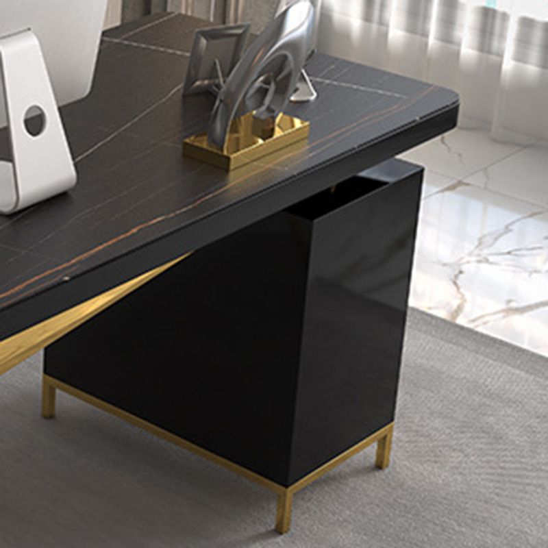 Escritorio de oficina de glamour rectangular mármol escritorio de escritura de madera maciza para el hogar