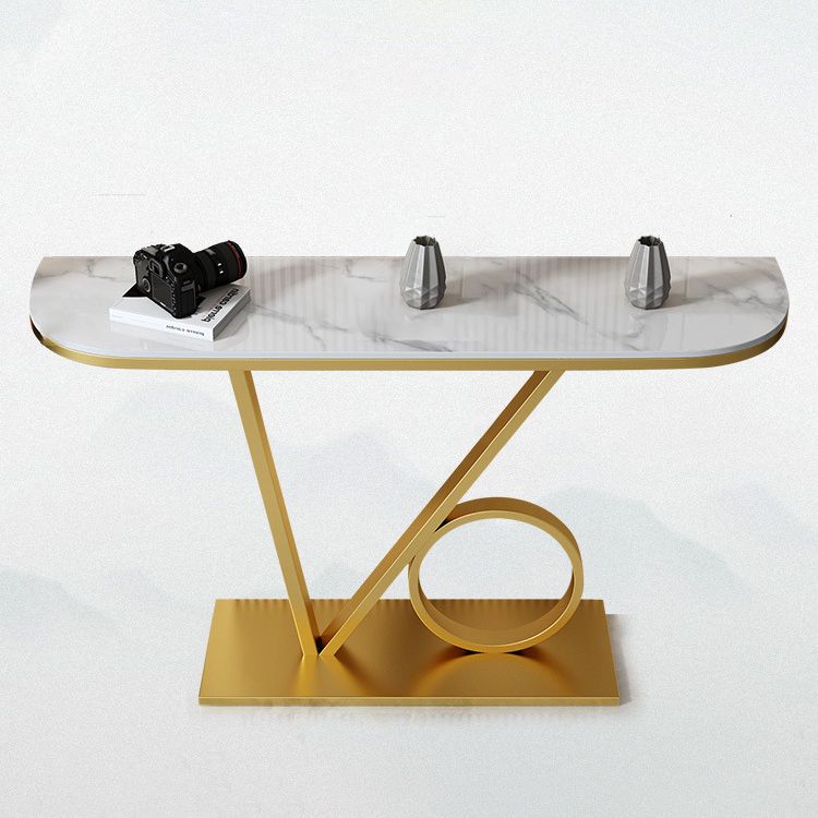 Tavolo da console in pietra mezzi luna 12 "W tavolo accento resistente alla macchia glam per Hall