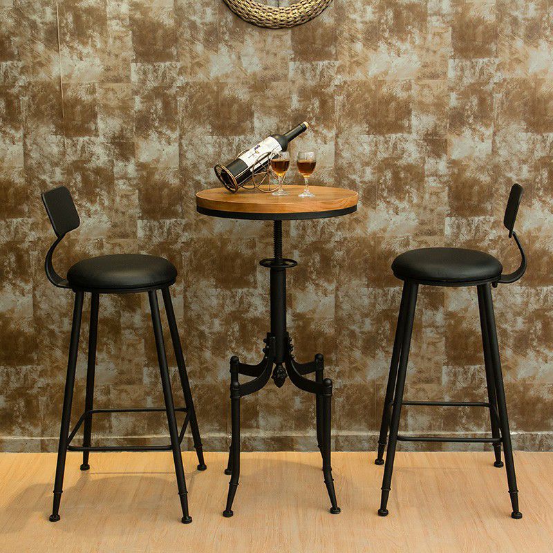Ensemble de table de bar en bois massif industriel 1/2/3 pièces, ensemble de comptoir réglable