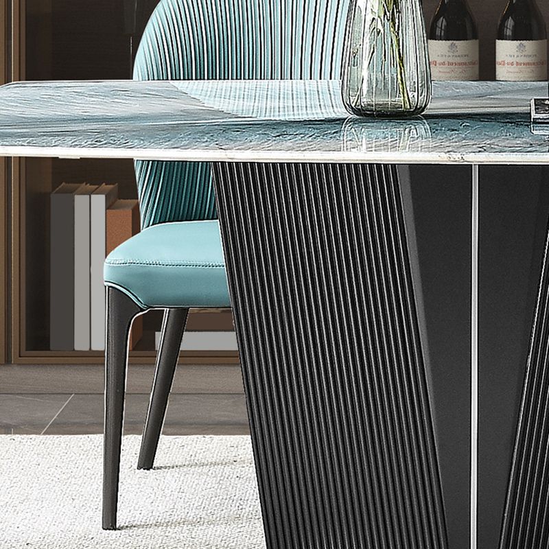 Rectangle Dining Set 1/5 Pcs Marble Dining Table with Upholstered Chairs