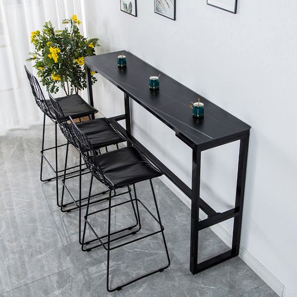 Sintered Stone Bistro Bar Desk Rectangle Bar Height Table with Trestle Base Clearhalo 'Bar Furniture' 'Bar Tables' 'bar_tables' 'furn' 'furn_bar_tables' 'Furniture' 'Kitchen & Dining Furniture' 1200x1200_bcad0222-5b8f-4510-8f91-7aa2c5e40ea9