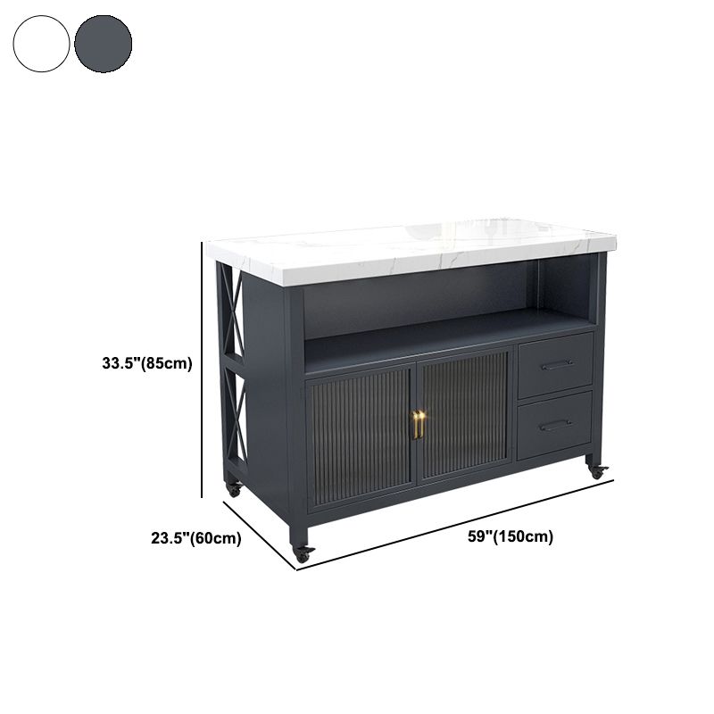 Contemporary Marble Kitchen Trolley Stationary Kitchen Trolley with Drawer Clearhalo 'furn' 'furn_kitchen_islands_carts' 'Furniture' 'Kitchen & Dining Furniture' 'Kitchen Islands & Carts' 'kitchen_islands_carts' 1200x1200_bcaee0be-c4b1-484b-9423-5838016fb12d