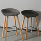 Contemporary Plastic Bucket Bar Stool with Beech Solid Wood Base