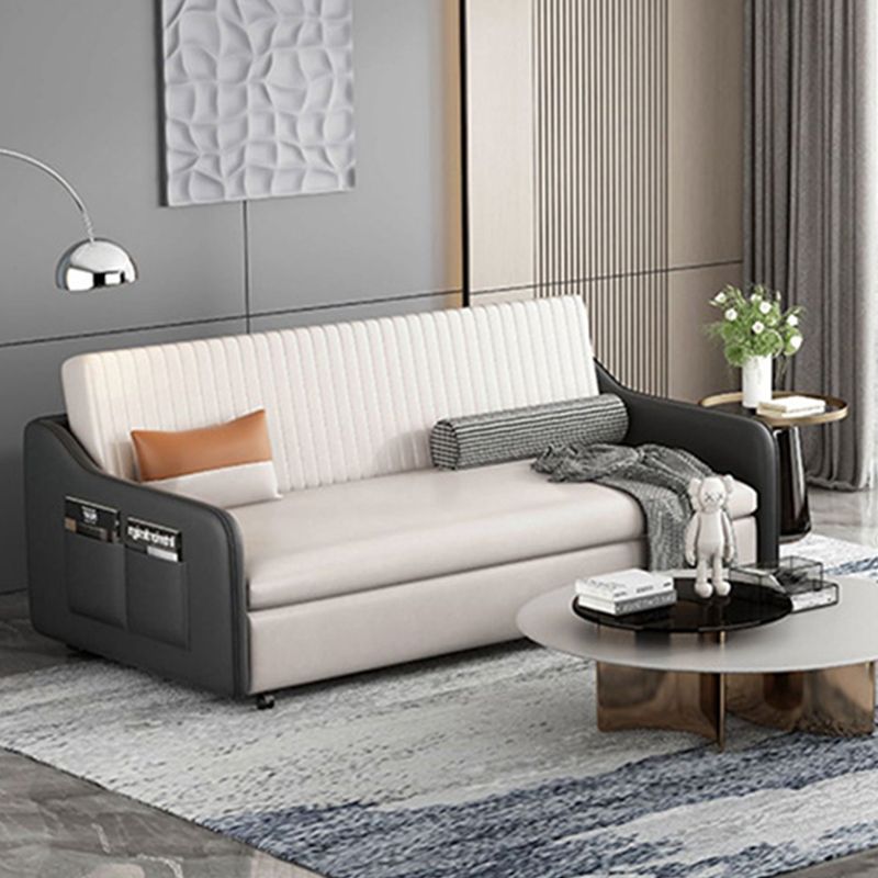 Faux leather Sleeper Sofa 32.28" Wide White Sofa Bed with Cushion Back Clearhalo 'furn' 'furn_futons' 'Furniture' 'Futons & Daybeds' 'Futons' 'Living Room Furniture' 1200x1200_bcafe01d-9119-46f6-b1f5-ad06518cb851
