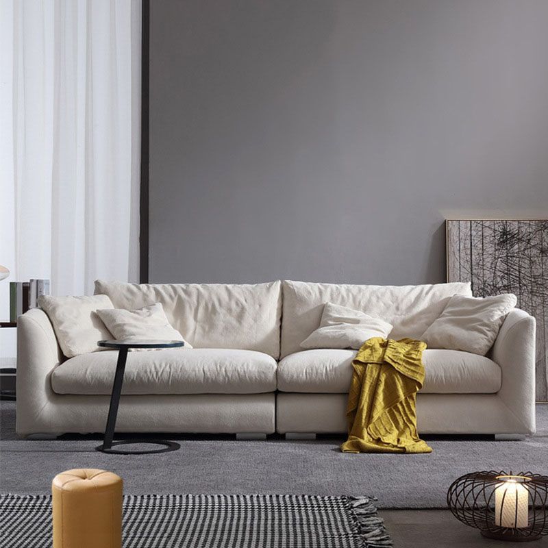 Divano in tessuto moderno a 4 posti con divano a braccio svasato con cuscini di padri