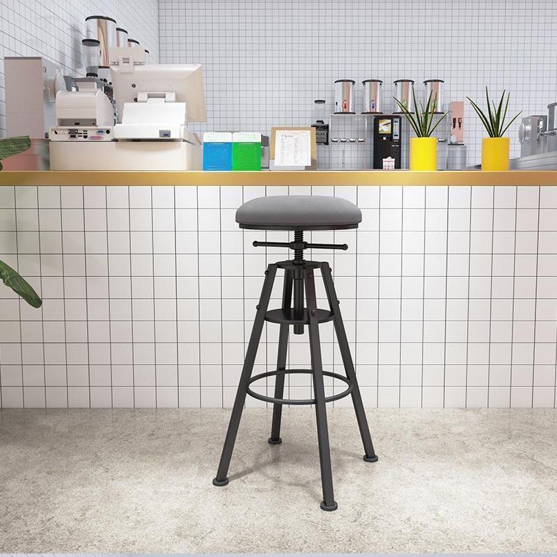 Metal Adjustable Height Bar Stool Velvet Upholstered Bar Stool for Restaurant