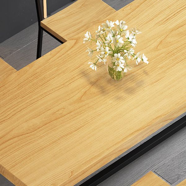 Industriële eettafel op schraagbasis Rechthoekige massief houten eettafel