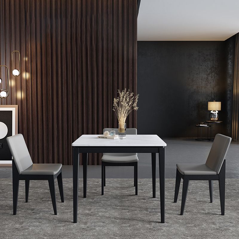 Square White Top Dining Table Industrial 4 Legs Dining Table with Black Frame Clearhalo 'Dining Tables & Seating' 'Dining Tables' 'dining_table' 'furn' 'furn_dining_table' 'Furniture' 'Kitchen & Dining Furniture' 1200x1200_bcb46033-e64b-4fe4-84dd-ba2e5d36c328