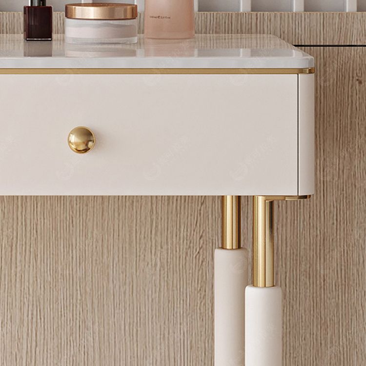 Glam Make-up Vanity with 2 Storage Drawers White Wood Vanity Set, 15.74" Wide