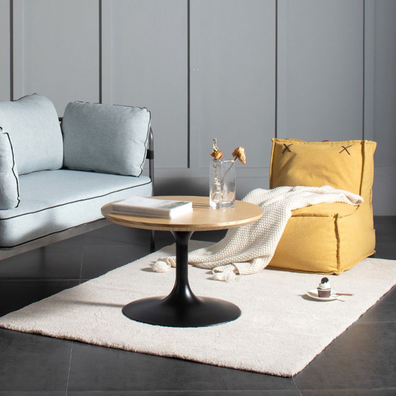 Tulip Metal Square Side Table Wood-based Panel Light Luxury Atmosphere Log Color Pattern