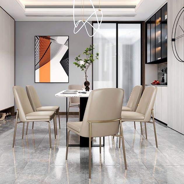 Faux Cuero y Metal Con comedor sin brazo y acento contemporáneo