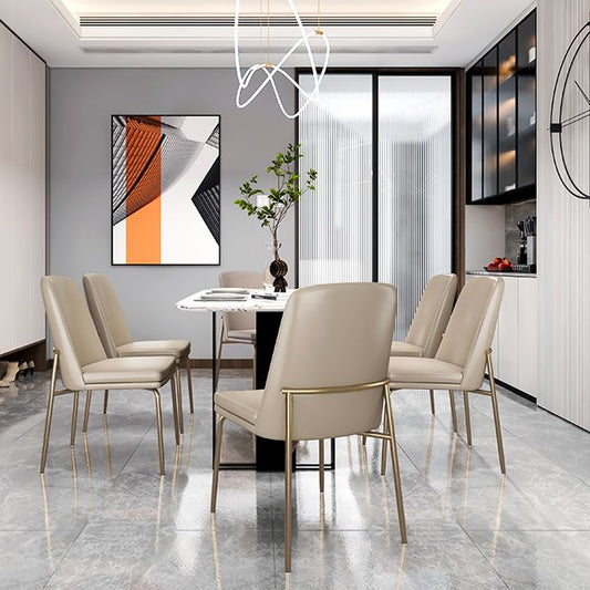 Faux Cuero y Metal Con comedor sin brazo y acento contemporáneo