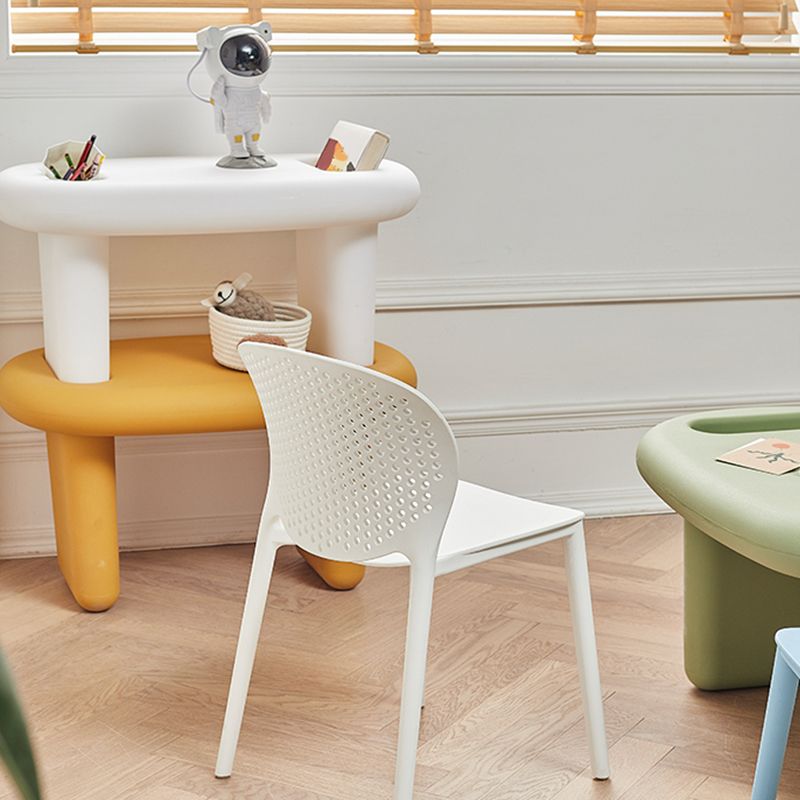 Moderne open achterzijde stoel plastic armloze eetkamerstoel voor restaurant