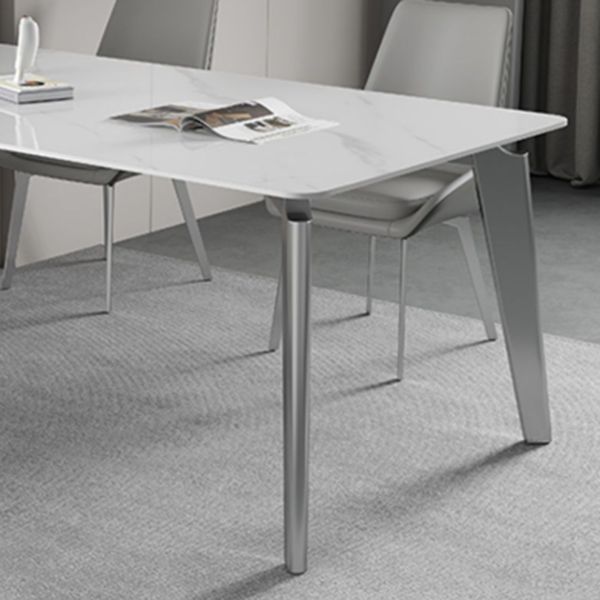 レストラン用の焼結された石トップホワイトテーブル4本の足のあるモダンなキッチンテーブル