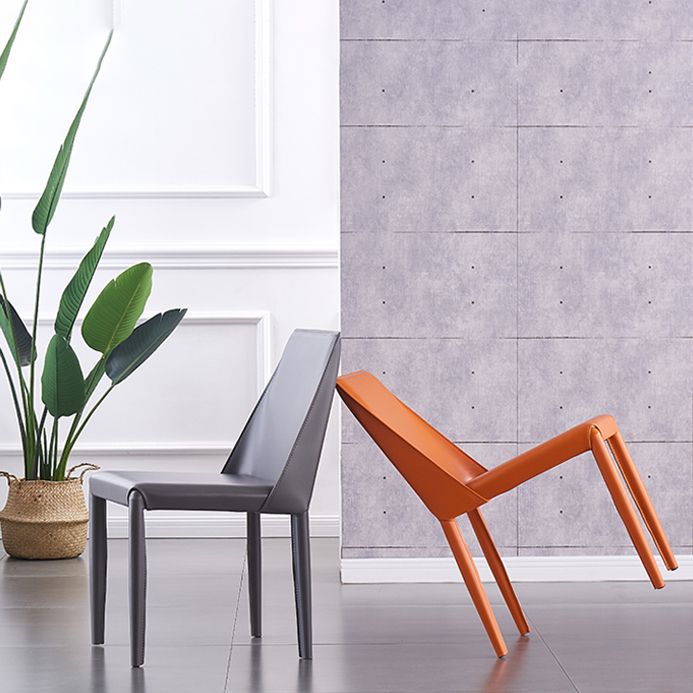 Designer Style Leather Restaurant Chair Matte Finish Parsons Dining Chair (Set of 2) Clearhalo ' kitchen&dining_furn' 'Dining Chairs' 'Dining Tables & Seating' 'dining_chair' 'furn' 'furn_dining_chair' 'Furniture' 'furniture_dining_chair' 'Kitchen & Dining Furniture' 'kitchen' 1200x1200_bcb78076-e76b-4916-8846-86e633ab0796