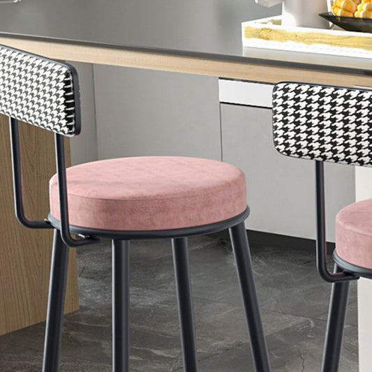 Modern Armless Backrest Counter Stool Iron Cashier Bar Stool with Velvet Cushion and Pedal Clearhalo 'Bar Furniture' 'Bar Stools' 'bar_stools' 'furn' 'furn_bar_stools' 'Furniture' 'furniture_bar_stools' 'Kitchen & Dining Furniture' 1200x1200_bcb7c328-ffb7-40c3-a7d7-3876d9de7b89