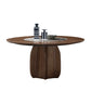 Mesa de pedestal redonda Simplicidad estilo mesa de comedor de madera maciza con plato giratorio